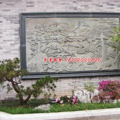 墻上石浮雕，松鶴延年石浮雕