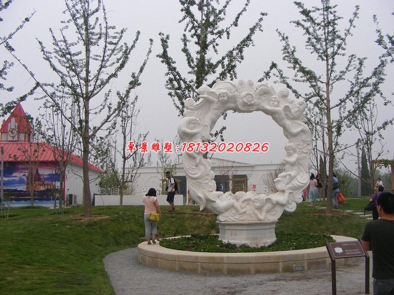 西方小孩石雕，漢白玉景觀石雕