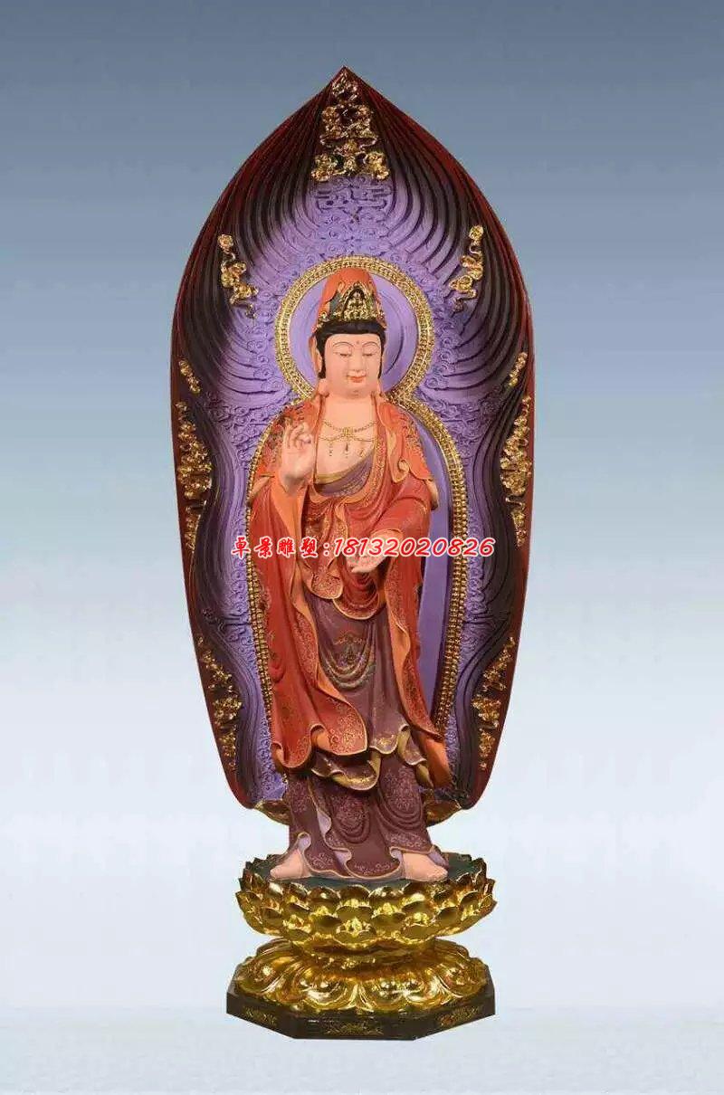 彩繪佛像雕塑，銅雕東方三圣 (1)