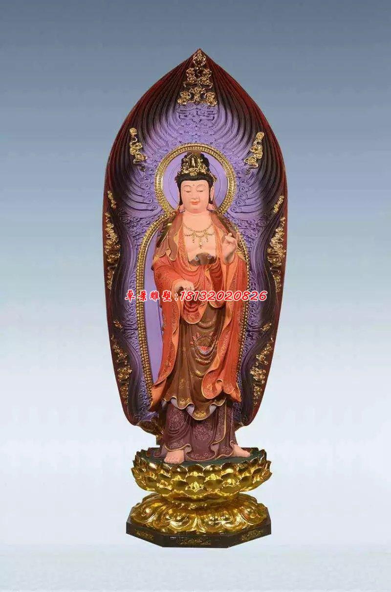 彩繪佛像雕塑，銅雕東方三圣 (3)