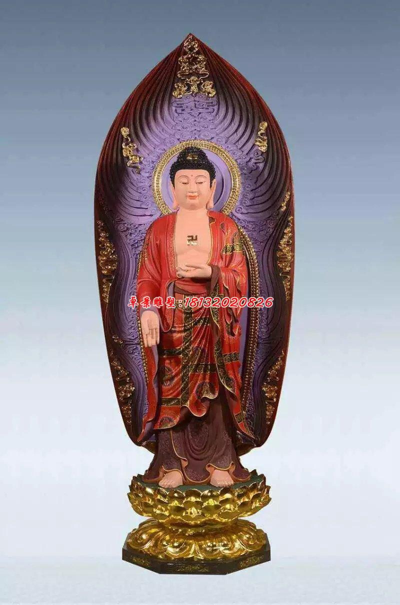 彩繪佛像雕塑，銅雕東方三圣 (2)
