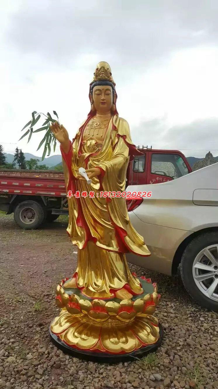 貼金佛像雕塑，西方三圣銅雕 (1)