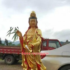 貼金佛像雕塑，西方三圣銅雕