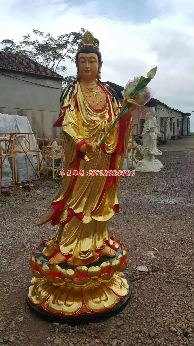 貼金佛像雕塑，西方三圣銅雕 (2)