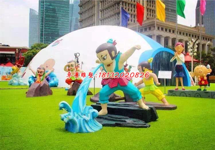 玻璃鋼葫蘆娃雕塑，玻璃鋼動畫人物雕塑 (2)