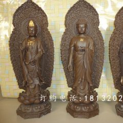 東方三圣銅雕，鑄銅東方三圣雕塑，西方三圣銅雕