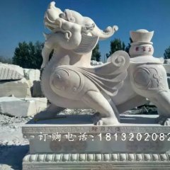 貔貅石雕，漢白玉貔貅雕塑，神獸石雕