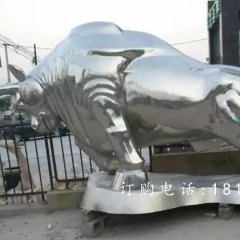 不銹鋼拓荒牛，開荒牛雕塑
