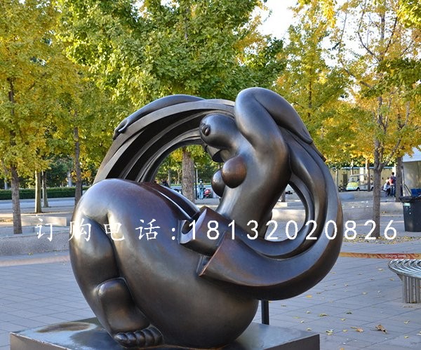 抽象女人銅雕，公園抽象人物銅雕
