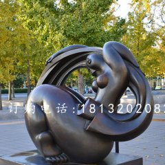抽象女人銅雕，公園抽象人物銅雕