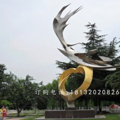 鳳凰展翅不銹鋼雕塑，公園景觀雕塑
