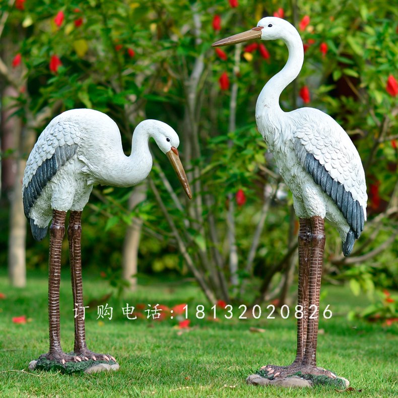 玻璃鋼仙鶴，玻璃鋼仿真仙鶴雕塑 (1)