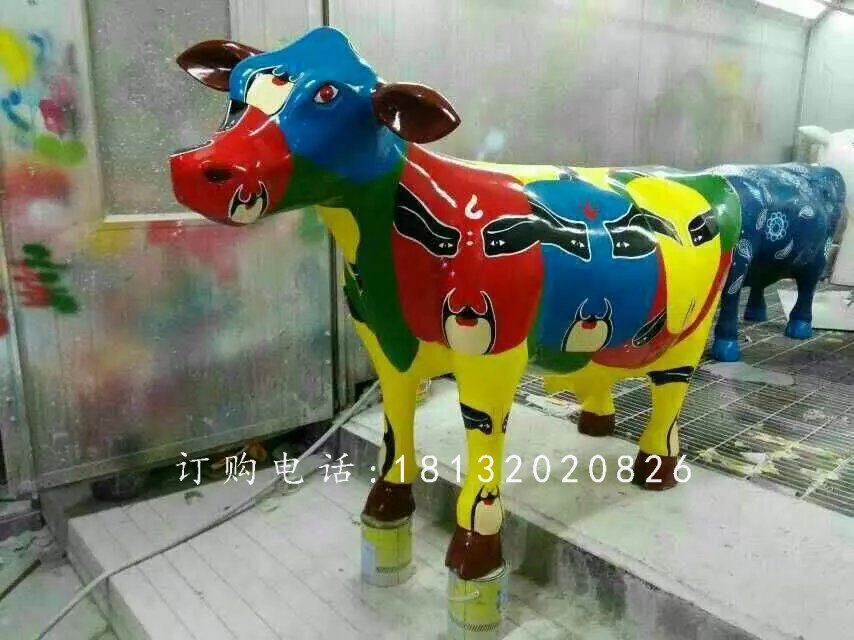 玻璃鋼小牛，彩繪玻璃鋼動物雕塑 (4)