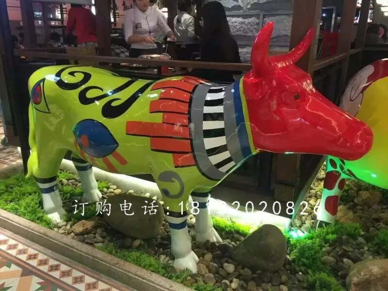 玻璃鋼小牛，彩繪玻璃鋼動物雕塑 (5)
