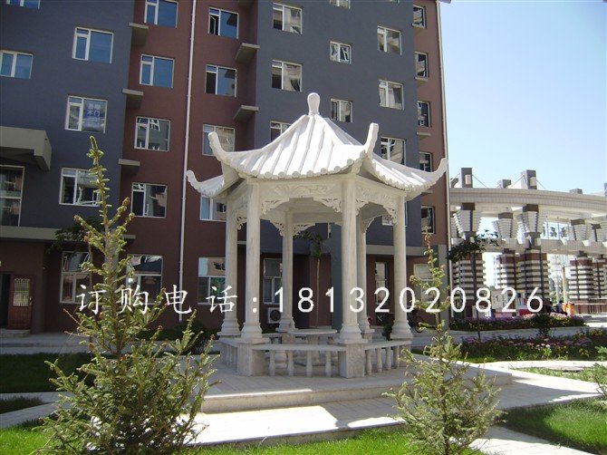 漢白玉石雕涼亭，小區(qū)石涼亭雕塑 (3)