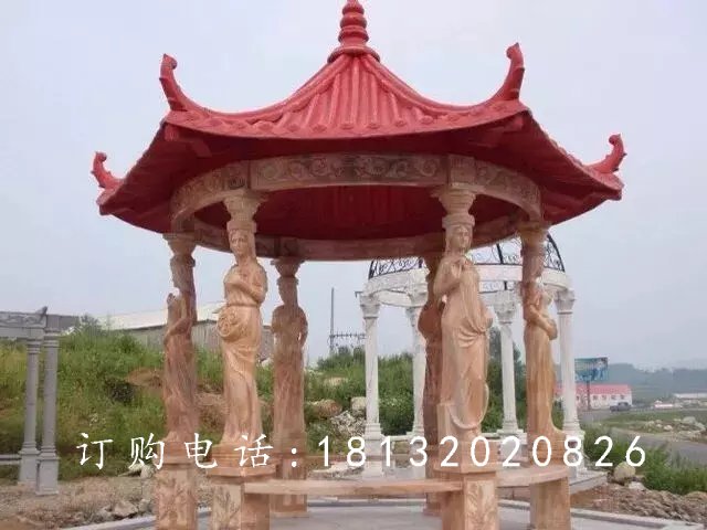 石雕涼亭，公園景觀雕塑 (7)