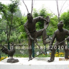 比武銅雕，古代人物銅雕