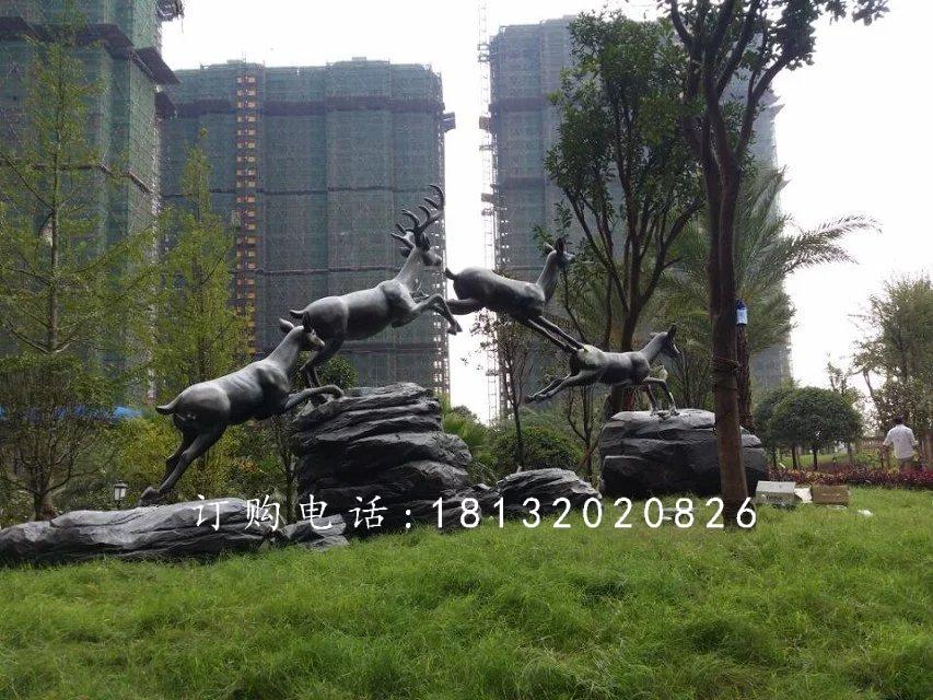 梅花鹿銅雕，跑著的梅花鹿銅雕 (1)