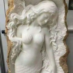 美人魚石雕，漢白玉人物石雕