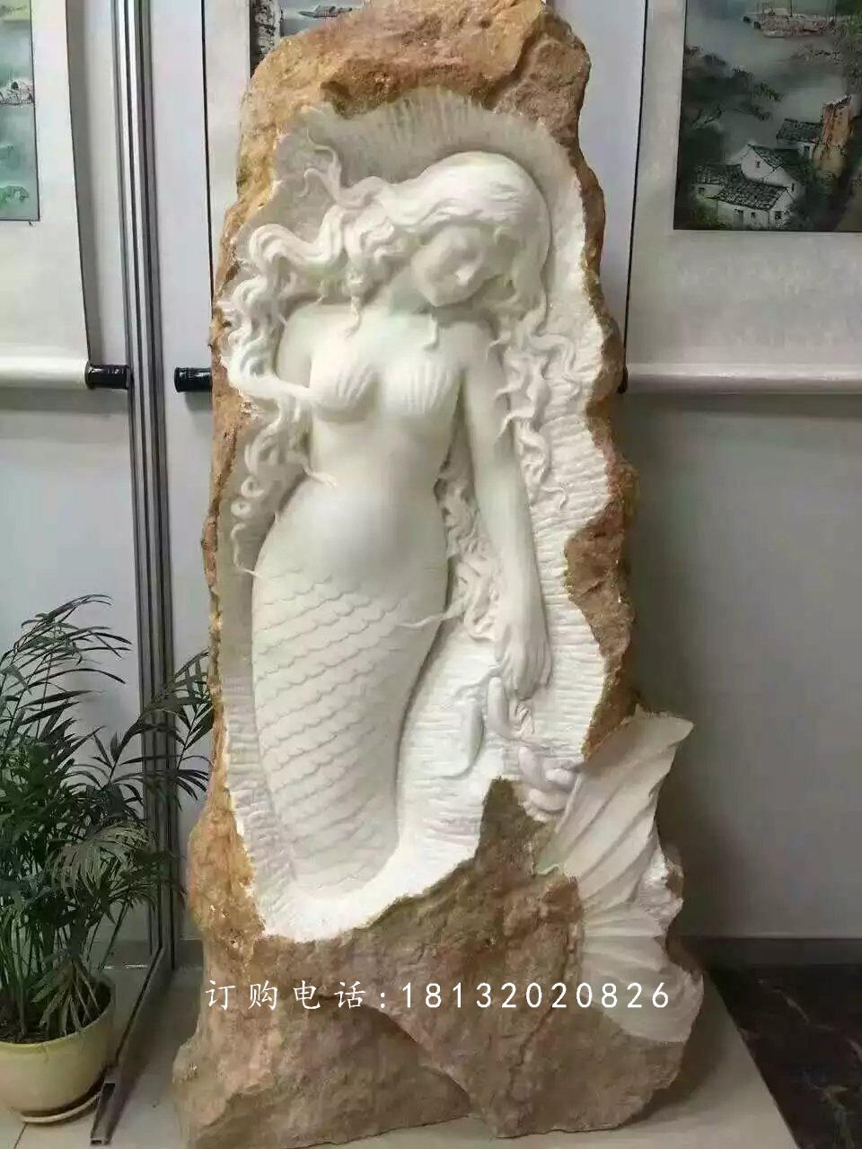 美人魚石雕，人物石雕 (2)