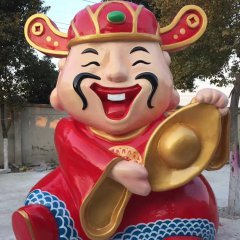 玻璃鋼卡通財(cái)神，卡通玻璃鋼雕塑