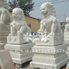 看門獅子雕塑，漢白玉石雕獅子
