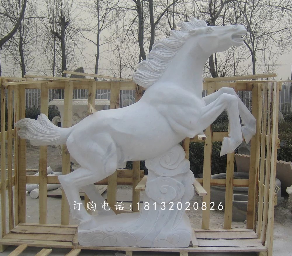 漢白玉石雕馬，廣場(chǎng)石馬雕塑 (1)