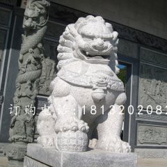 漢白玉石獅子雕塑，石獅子雕塑