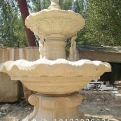 兩層噴泉石雕，砂巖噴泉雕塑