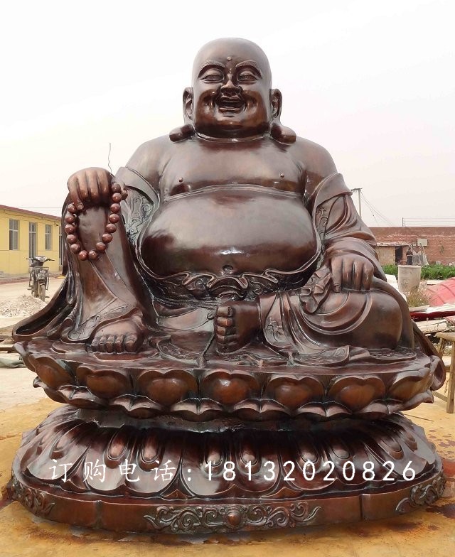 大肚彌勒佛銅雕，紫銅佛像雕塑