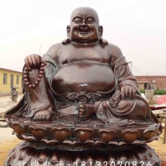 大肚彌勒佛銅雕，紫銅佛像雕塑