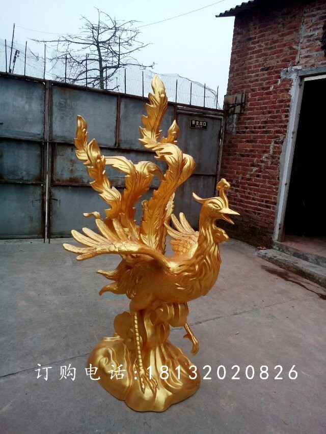鳳凰銅雕，古代神獸銅雕 (2)