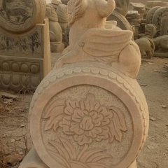 門墩石雕，晚霞紅抱鼓石