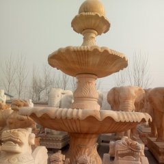 風(fēng)水球噴泉，晚霞紅噴泉石雕