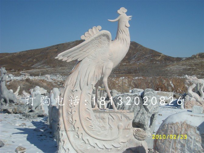 鳳凰石雕，晚霞紅動(dòng)物石雕 (1)