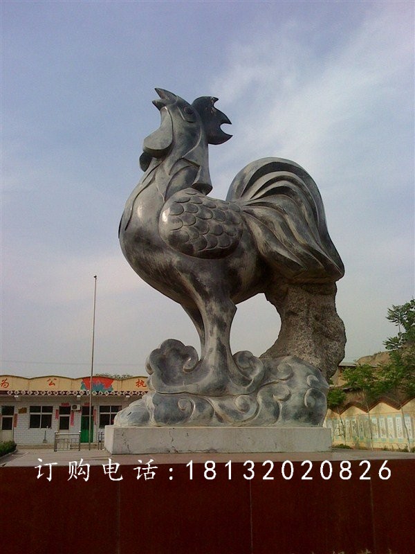仿古公雞石雕，公園動物石雕