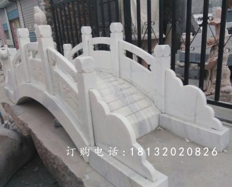 漢白玉小橋石雕，石拱橋雕塑 (1)