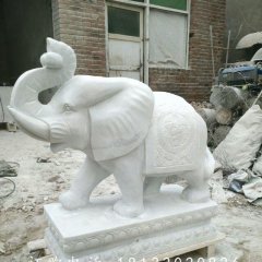 漢白玉大象石雕，招財動物雕塑