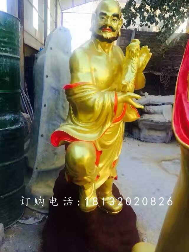 十八羅漢雕塑，玻璃鋼貼金羅漢 (1)