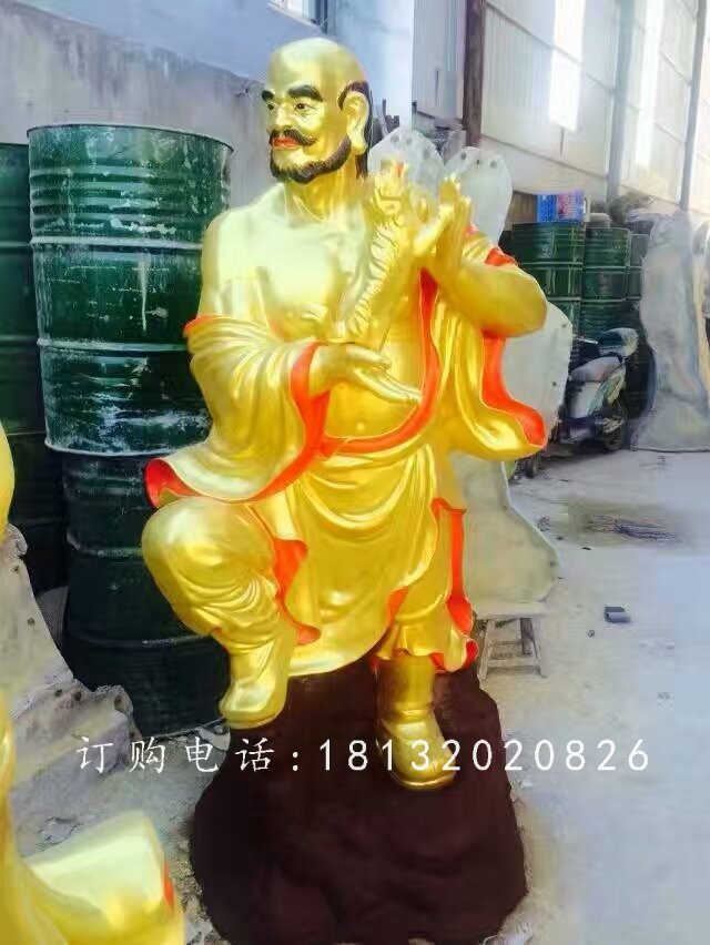 十八羅漢雕塑，玻璃鋼貼金羅漢 (2)
