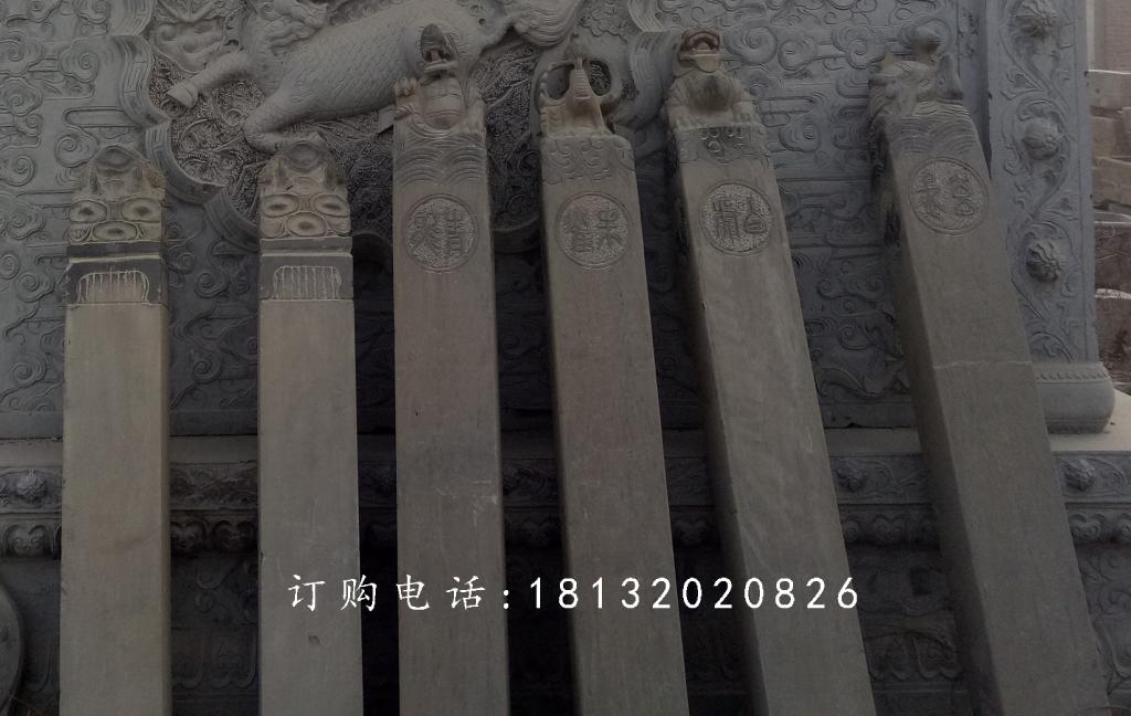 青石拴馬柱雕塑，仿古拴馬柱石雕