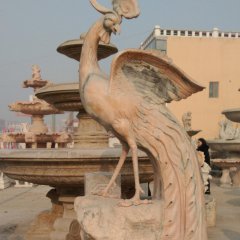 鳳凰石雕，晚霞紅鳳凰雕塑