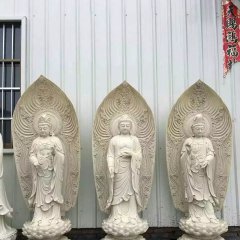 東方三圣雕塑，立式佛像石雕