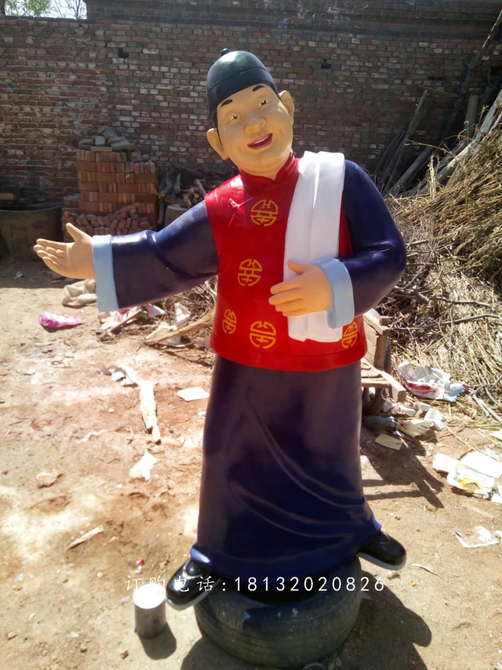 店小二雕塑，玻璃鋼人物雕塑 (2)