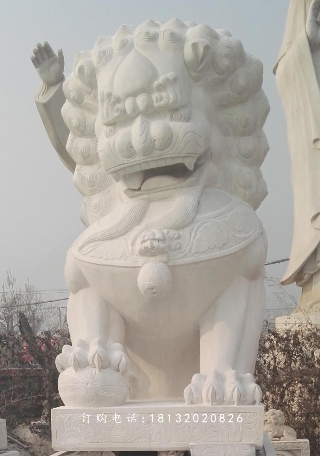 漢白玉獅子雕塑，漢白玉北京獅子 (2)