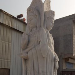 三面觀音石雕，大理石立式觀音