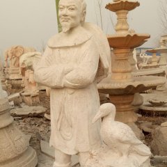 漁翁得利石雕，公園小品石雕