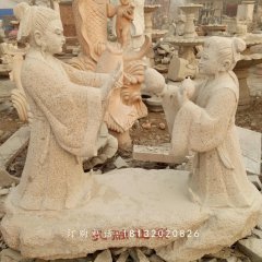 孔融讓梨石雕，公園小品石雕