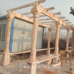長廊石雕，晚霞紅長廊雕塑