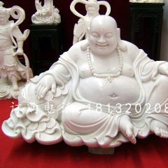 大肚佛石雕，漢白玉彌勒佛雕塑